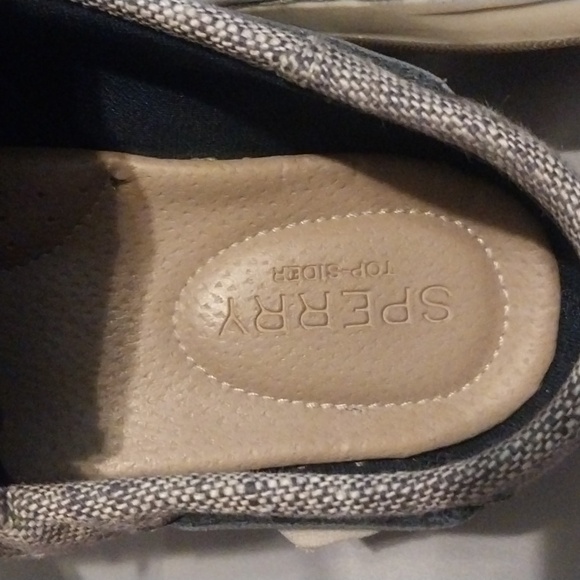 Sperry Top Slider Songfish Size 7 Linen and Navy Boat Shoes - Picture 4 of 6